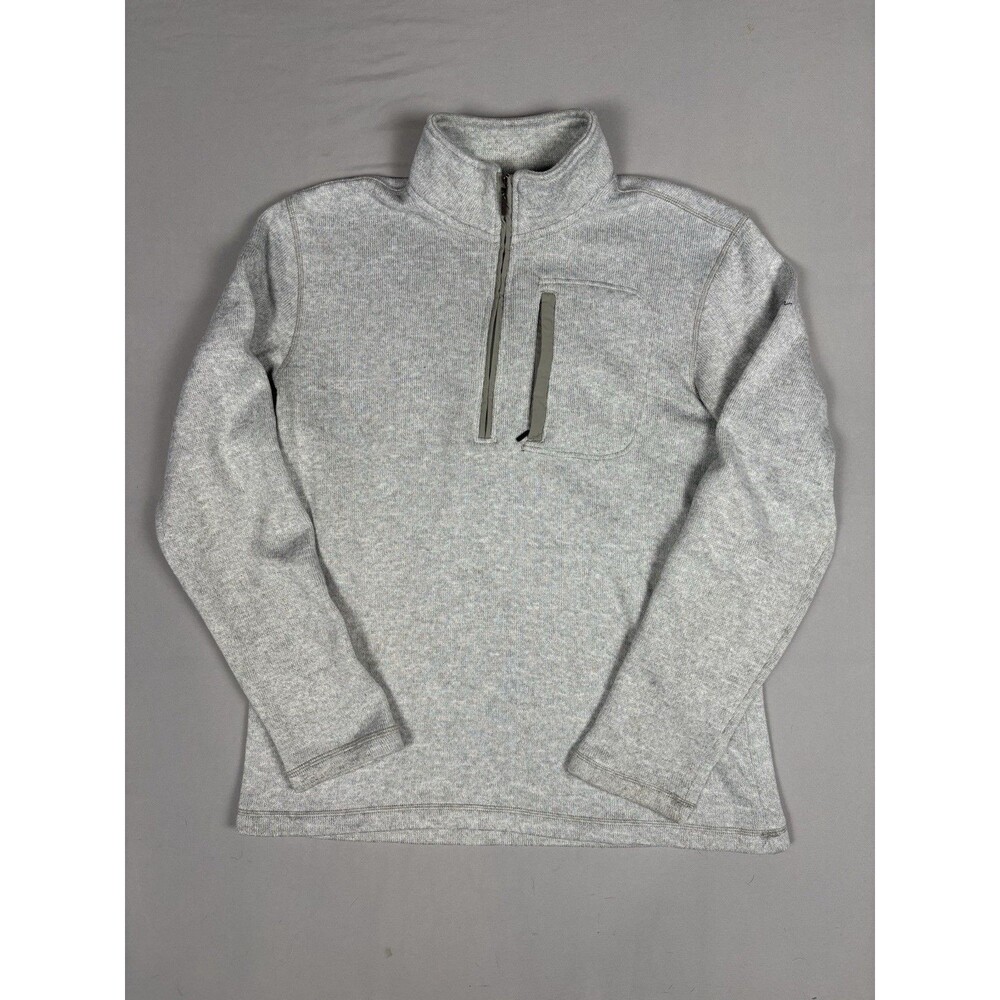Eddie Bauer Men’s Large Gray 1/4 Zip Pullover Sweater Fleece Chest Pocket L